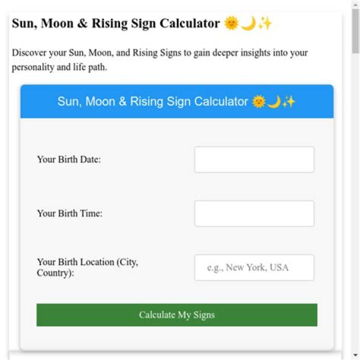 Sun Moon Rising Sign Calculator: Unlock the Secrets of Your Astrological Profile